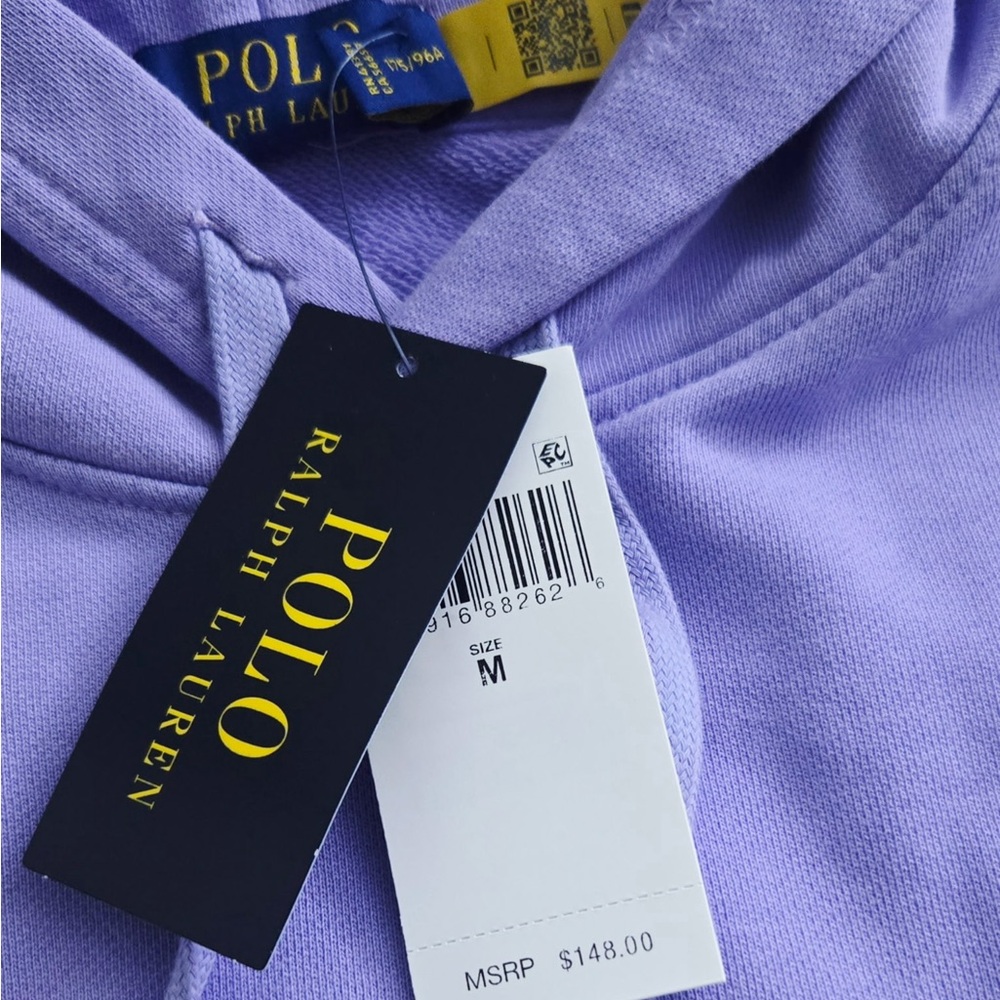 Polo Ralph Lauren Hooded Sweatshirt Men’s Size Medium Pastel Purple - Picture 5 of 8